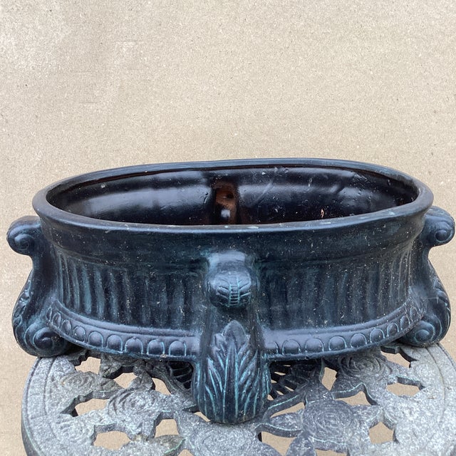 Vintage Ceramic Footed Jardiniere/Planter Neoclassical Design For Sale - Image 12 of 12