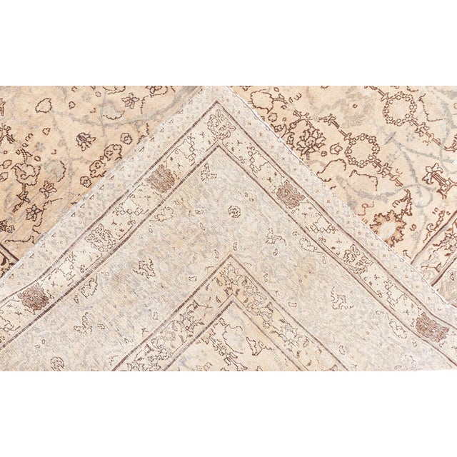 19th Century 19th Century Persian Tabriz Brown and Beige Handwoven Wool Rug For Sale - Image 5 of 10