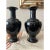 Metal Pair of Vintage 9" Korean Black Enamel Brass Vases, Mother of Pearl Inlay For Sale - Image 7 of 9