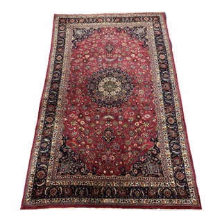 Large Hand-Knotted Persian Kerman Wool Rug, Floral Medallion Design For Sale