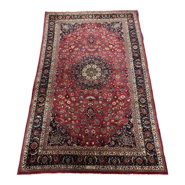 Large Hand-Knotted Persian Kerman Wool Rug, Floral Medallion Design For Sale