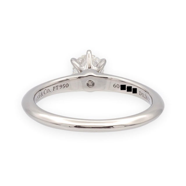 Early 21st Century Tiffany & Co. Platinum .28 Ct I Vvs1 Round Diamond Solitaire Engagement Ring, Size 4 For Sale - Image 5 of 12