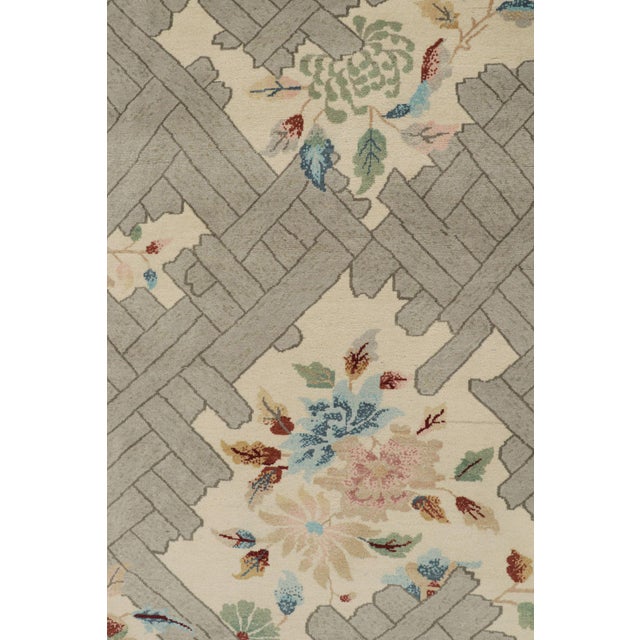 2010s Rug & Kilim’s Chinese Style Art Deco Rug in Beige With Colorful Florals For Sale In New York - Image 6 of 7