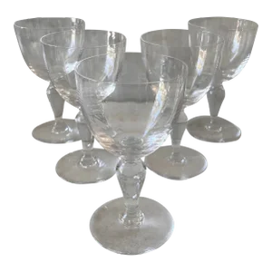 French Cristal De Portieux Depuis Wine Glasses - Set of 5