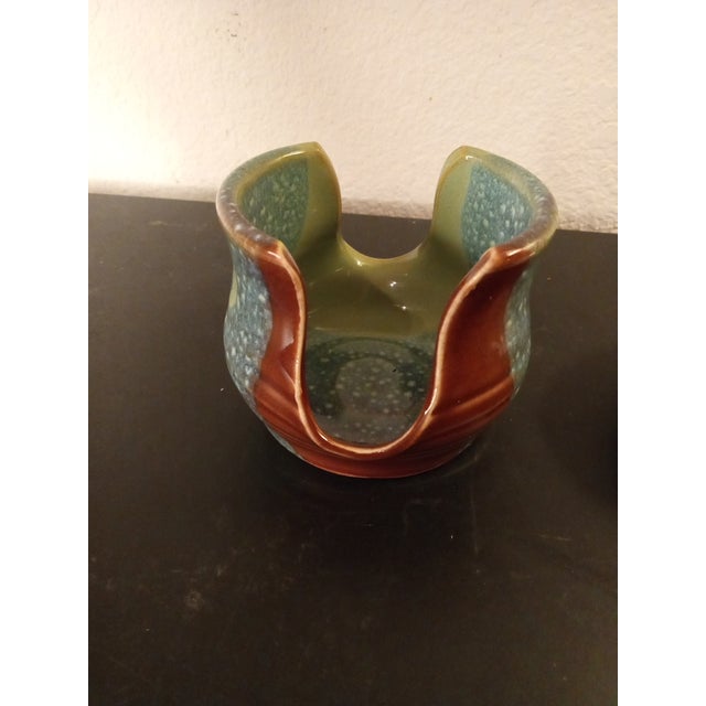 GORGEOUS Pair of Studio Art Pottery. One is Votive holder from Dirty Bird Pottery studio from Boothbay Harbor Maine. Other...