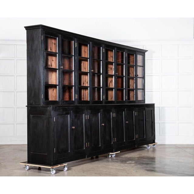 English Ebonised Pine Glazed Dresser, 1920 For Sale - Image 3 of 18