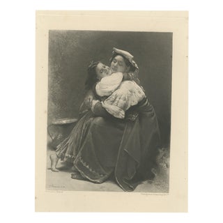 After Léon Bonnat, La Tenerezza, Italian Woman Embracing a Girl, 1880, Photogravure For Sale