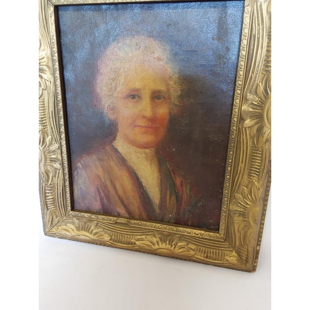 Early 20th Century Antique Oil Painting, Portrait of a Lady With White Hair, Carved Frame For Sale - Image 5 of 6