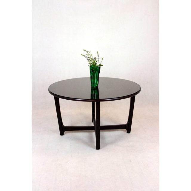 Brown Round Wooden Coffee Table, Czechoslovakia, 1970s For Sale - Image 8 of 16