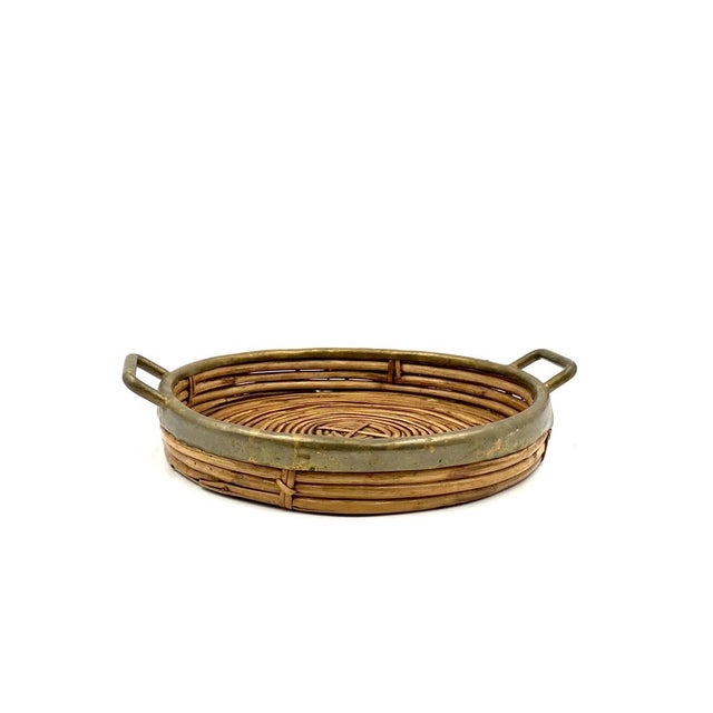 Hollywood Regency Brass and Wicker Bowl, Italy, 1970s For Sale - Image 15 of 18