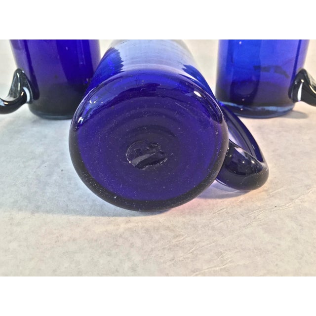 1970s 1970s Hand Blown Mexican Cobalt Mugs - Set of 3 For Sale - Image 5 of 6