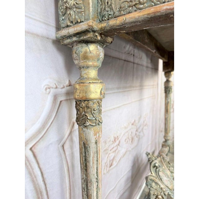 Wood French Louis XVI Painted Gesso & Giltwood Console Table With Shaped Marble Top For Sale - Image 7 of 16
