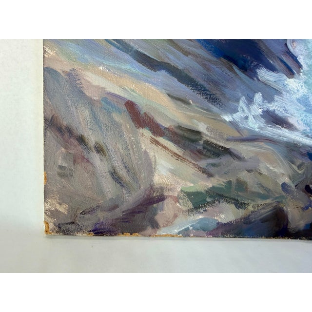 1950s Original Mid Century Impressionist Style Painting of Waves For Sale - Image 5 of 7