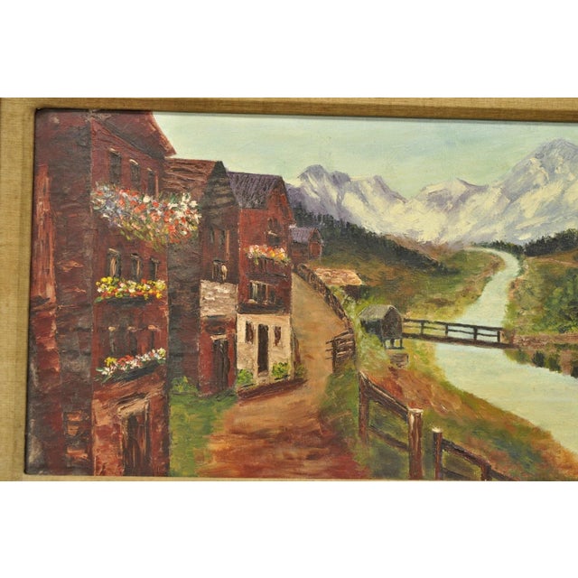 Vintage Angela Dudley "Lake Garda. Italy" Italian Hollywood Regency Oil Painting For Sale - Image 4 of 18