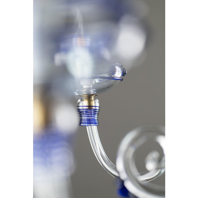 Blue Art Deco Cobalt Blue Murano Glass Chandelier by Gino Cenedese for Cenedese, 1940s For Sale - Image 8 of 18