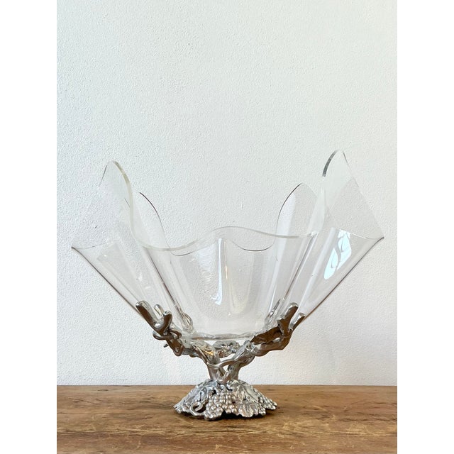 Transparent Vintage Arthur Court Pewter and Plexi Bowl For Sale - Image 8 of 12