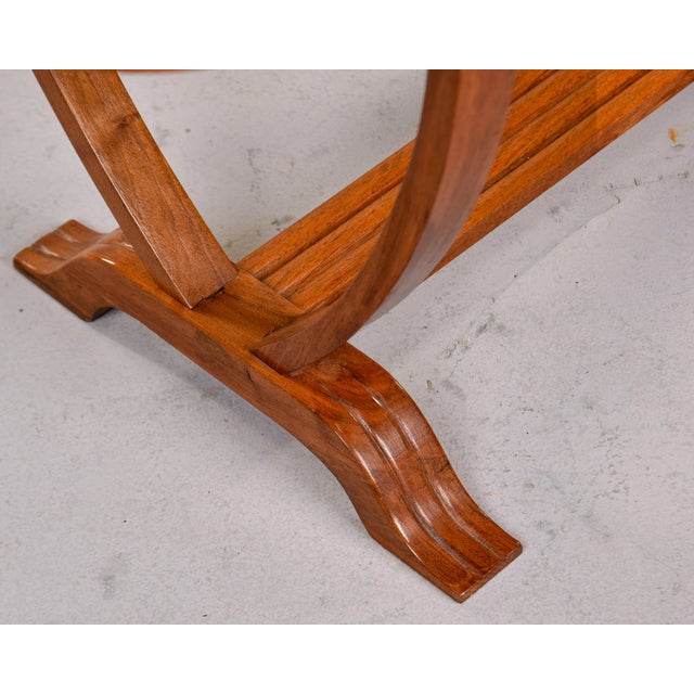 French Art Deco Oval Coffee Table With Reeded Trestle Base For Sale - Image 9 of 11