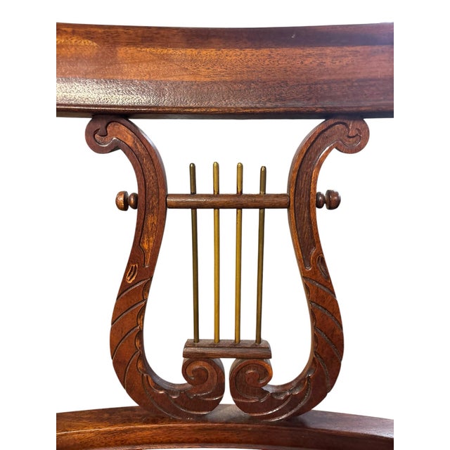 Coffee Empire Style Mahogany Lyre Back Armchair With Scroll Arms For Sale - Image 8 of 9