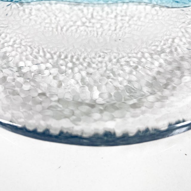 Vintage Modern Fish Plate Textured Blue Art Glass Serving Dish For Sale In San Diego - Image 6 of 9