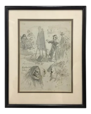Original Pen and Ink Study Drawing by Sir John Gilbert