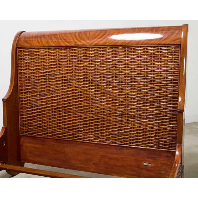 Brown Ralph Lauren Villa America Mahogany Rattan Gondola Sleigh Bed For Sale - Image 8 of 18