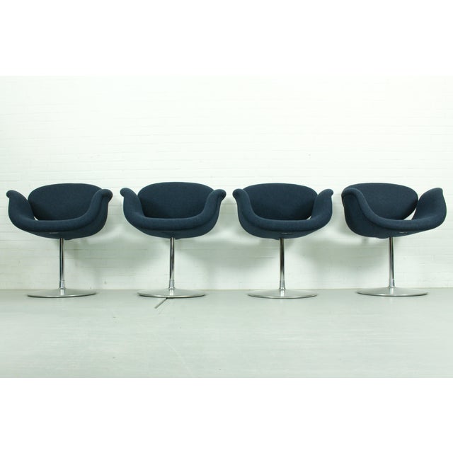 Elevate your dining space or conference room with this exceptional set of four authentic Little Tulip dining chairs...