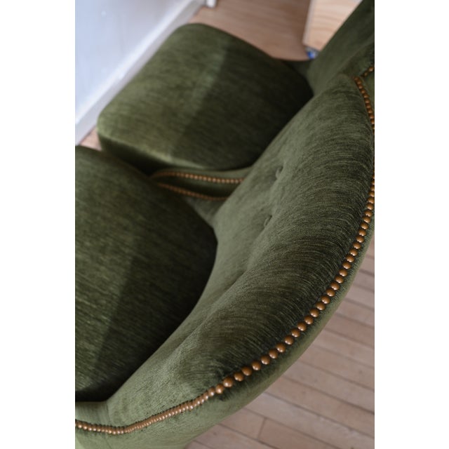 Emerald Green Velvet Slipper Chairs, a Pair For Sale - Image 9 of 12