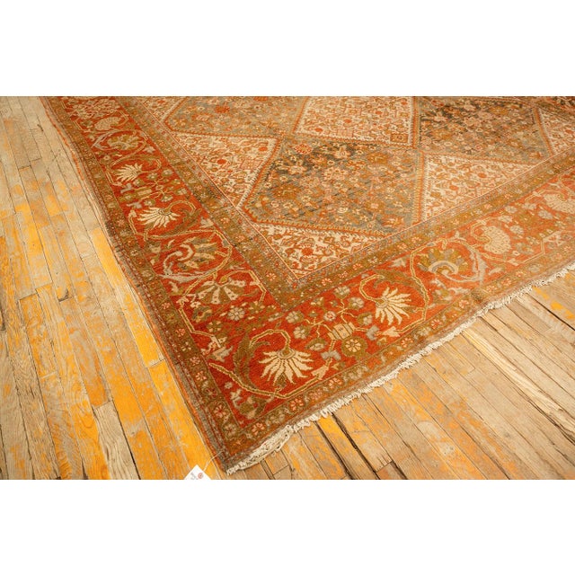 Textile 1890s Multicolor Field Diamond Antique Knotted Wool Sarouk Farahan Runner Rug For Sale - Image 7 of 9