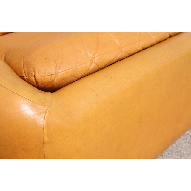 Textile Space Age 3-Seater Sofa in Orange Imitation Leather, 1970s For Sale - Image 7 of 18