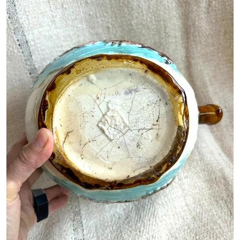 Antique Majolica Wardle & Co. Bird & Fan Large Pottery Pitcher For Sale In New York - Image 6 of 16