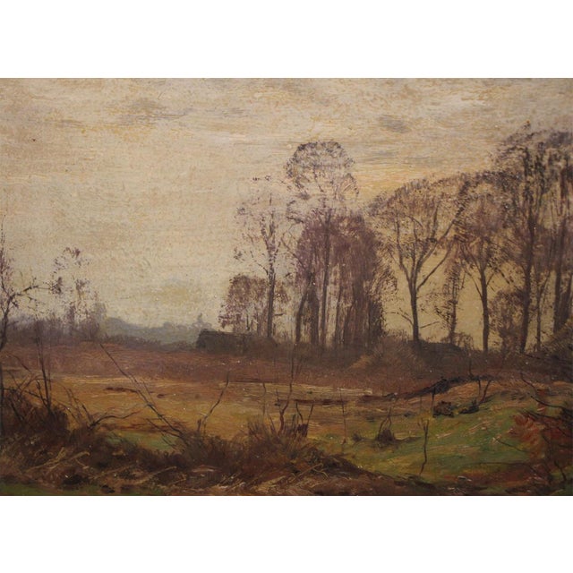 This original oil painting by Alfred Rasenberger (1885–1949) depicts a tranquil landscape with a shallow body of water in...