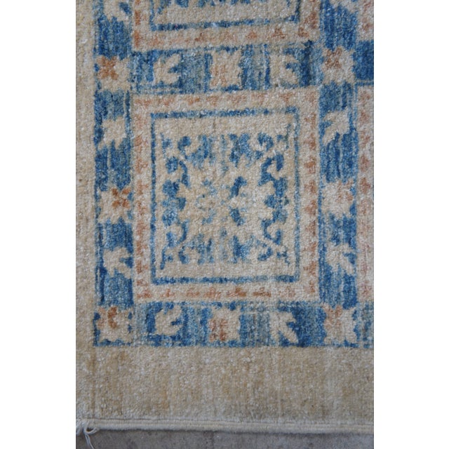 Vintage Oriental Hand Knotted Blue & Beige Geometric Area Rug Carpet 9' X 11' For Sale - Image 11 of 11
