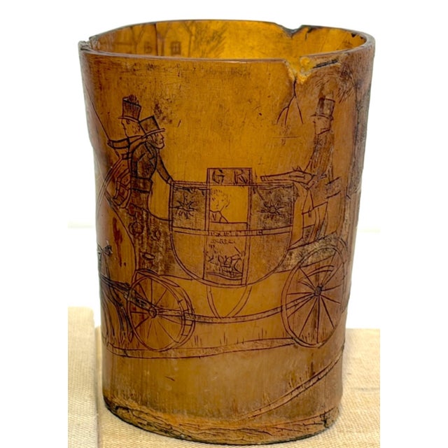 Orange English Georgian Satirical Cow Horn Beaker Royal Coach Attacked Heraldic Lion For Sale - Image 8 of 18