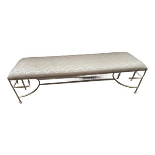 Champagne Silver Bench With Faux Snakeskin For Sale