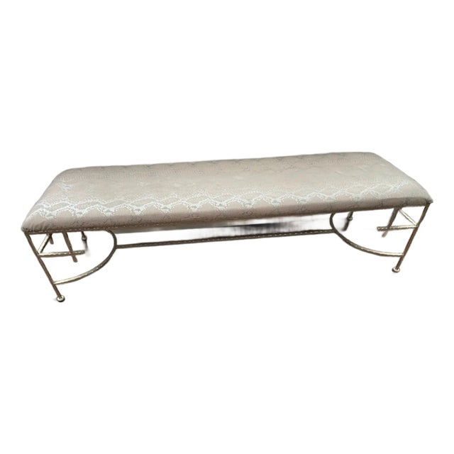 Champagne Silver Bench With Faux Snakeskin For Sale