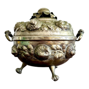Vintage Regency Ornate Hammered Silver Fruit Tureen