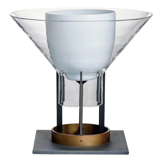 Igra Carlo Moretti Contemporary Mouth Blown Murano Clear Glass Table Lamp For Sale