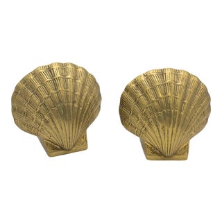 Weighted Brass Shell Bookends For Sale