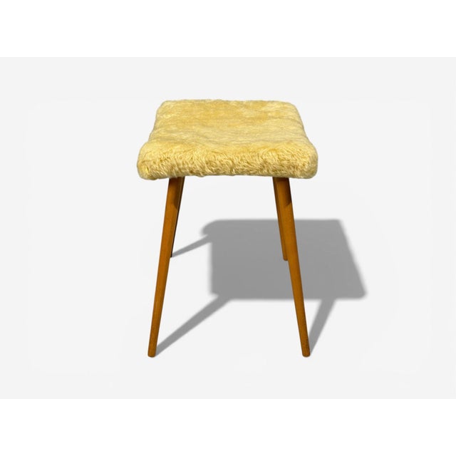 Swedish Modern, Footstools, Imitation Fur, Wood, Sweden, 1950's For Sale - Image 9 of 9