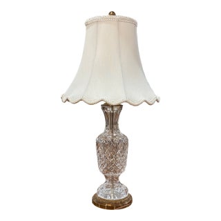 Late 20th Century Waterford Crystal Table Lamp – Diamond & Fan Cut With Scalloped Shade For Sale