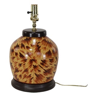 Early 21st-Century Hand-Painted Tortoiseshell-Patterned Art Ceramic Table Lamps For Sale