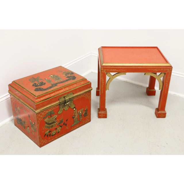 Late 20th Century Late 20th Century Red & Gold Paint Decorated Asian Box on Stand For Sale - Image 5 of 12