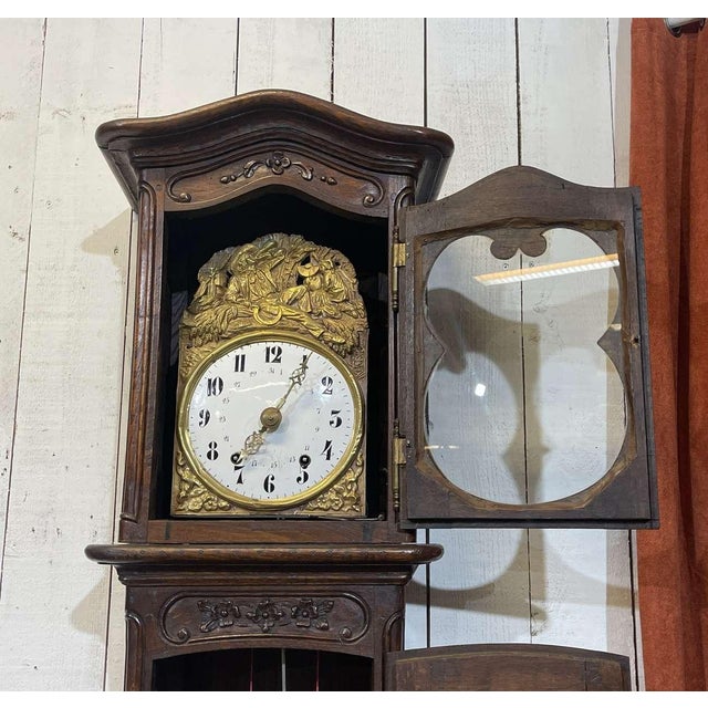 Antique Louis XV Oak Clock, 1800s For Sale - Image 6 of 15
