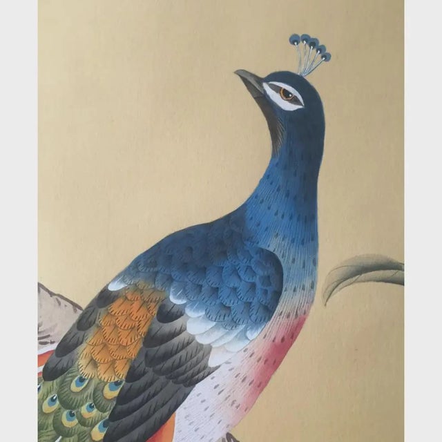 Not Yet Made - Made To Order Gold Chinoiserie Garden Mural | 2-Panel Hand-Painted Floral Bird Art Set For Sale - Image 5 of 6