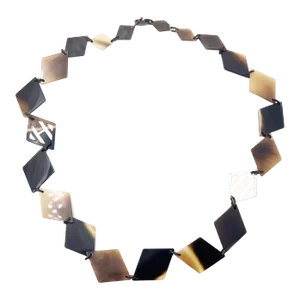 Hermes Silver 925 Brown Horn Argyle Necklace