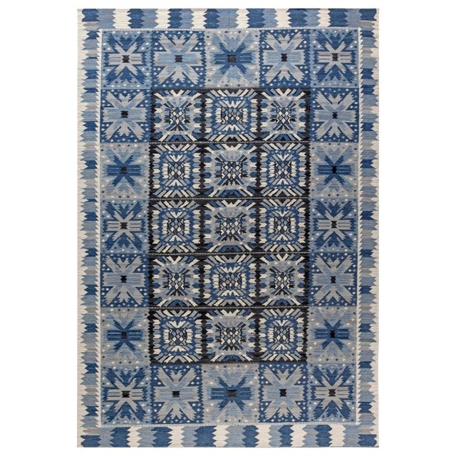 Modern Swedish Design Flat-Weave Wool Rug by Doris Leslie Blau For Sale