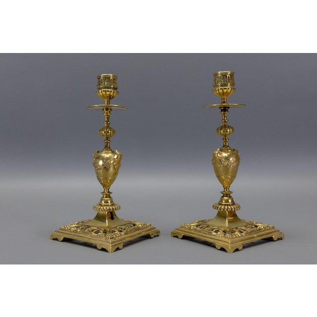 French Neoclassical Bronze Candlesticks, 1930s, Set of 2 For Sale - Image 14 of 18