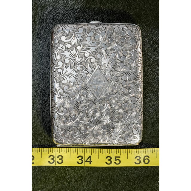Amazing Ornate Antique Foliate Pattern Sterling Silver Card Cigarette Case For Sale - Image 9 of 13