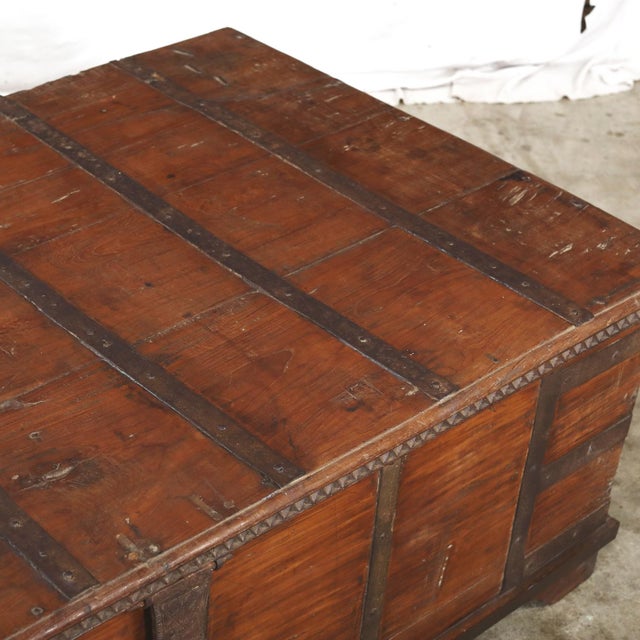 Indian Antique Indian Teakwood Pitara Chest Coffee Table For Sale - Image 3 of 8