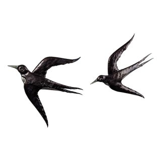 Metal Swallow Wall Sculptures, 1970s, Set of 2 For Sale